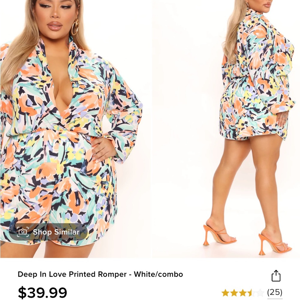 Floral print short romper - Picture 4 of 5